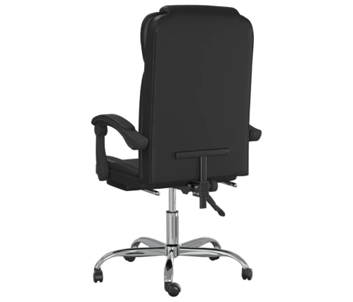 Silla de oficina reclinable negra piel sintética