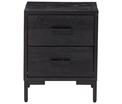 Mesita de noche madera maciza de pino negro 36x30x45 cm