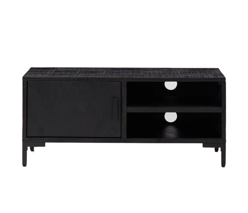 Mueble para TV madera maciza de pino negro 90x30x40 cm