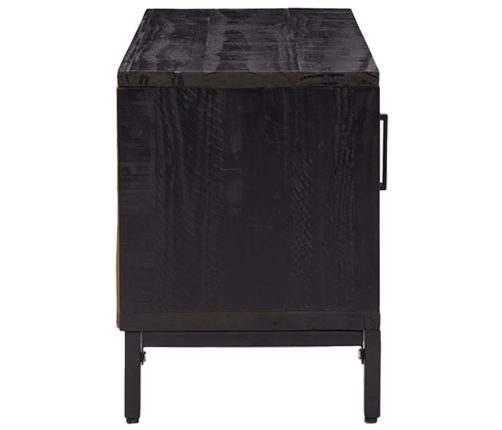 Mueble para TV madera maciza de pino negro 90x30x40 cm