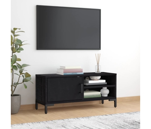 Mueble para TV madera maciza de pino negro 90x30x40 cm