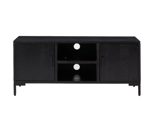 vidaXL Mueble para TV madera maciza de pino negro 110x35x48 cm