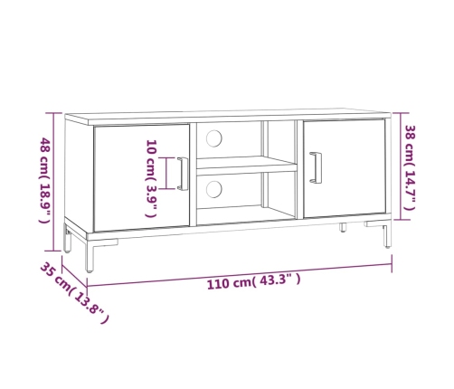 vidaXL Mueble para TV madera maciza de pino negro 110x35x48 cm