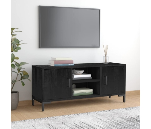 vidaXL Mueble para TV madera maciza de pino negro 110x35x48 cm