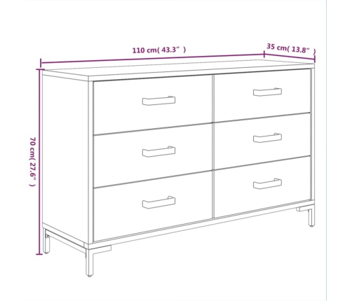 Aparador de madera maciza de pino negro 110x35x70 cm