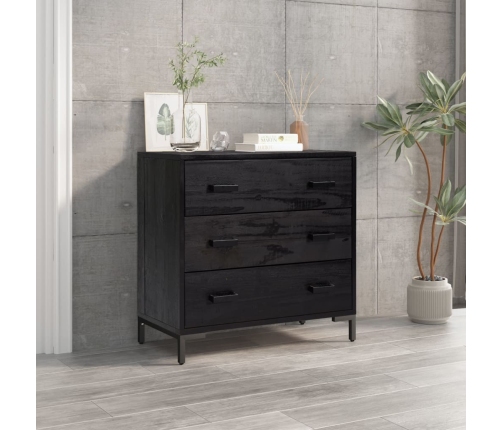 Cómoda de madera maciza de pino negro 75x35x70 cm