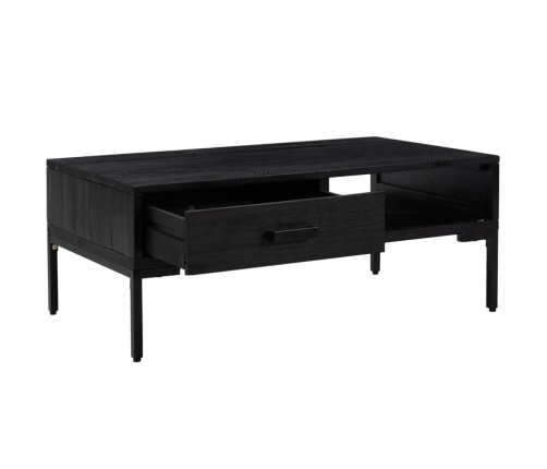 Mesa de centro madera maciza de pino negro 90x50x35 cm