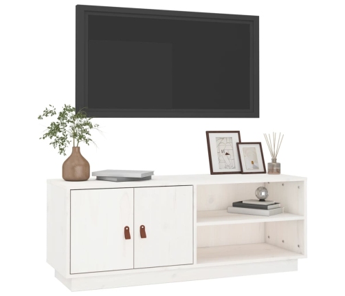 vidaXL Mueble de TV de madera maciza de pino blanco 105x34x40 cm