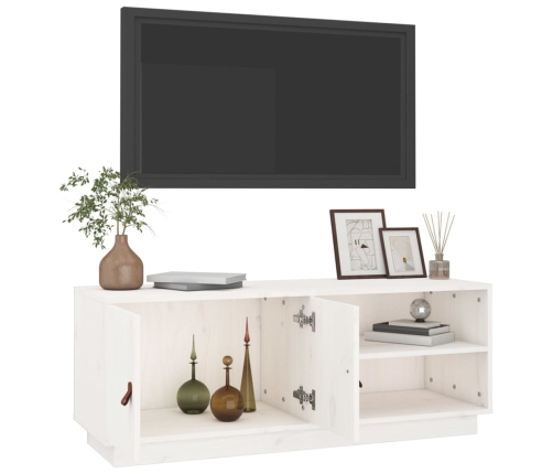 vidaXL Mueble de TV de madera maciza de pino blanco 105x34x40 cm