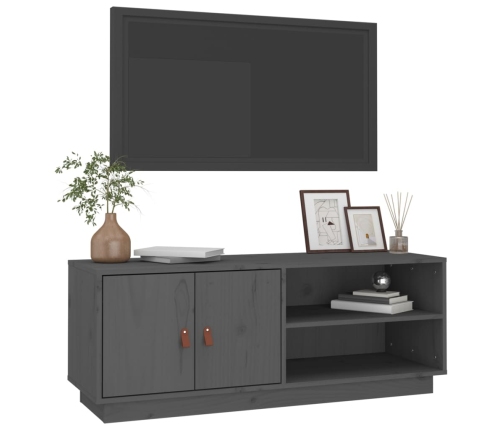 Mueble de TV de madera maciza de pino gris 105x34x40 cm