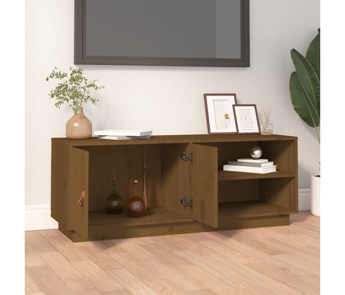 Mueble de TV madera maciza de pino marrón miel 105x34x40 cm