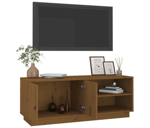 Mueble de TV madera maciza de pino marrón miel 105x34x40 cm