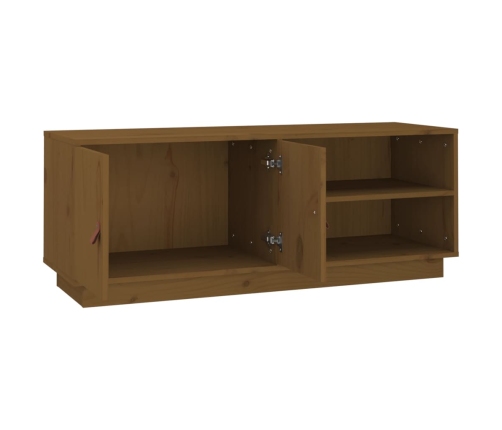 Mueble de TV madera maciza de pino marrón miel 105x34x40 cm