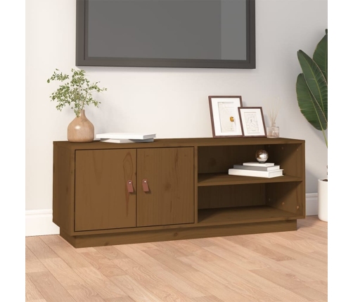 Mueble de TV madera maciza de pino marrón miel 105x34x40 cm