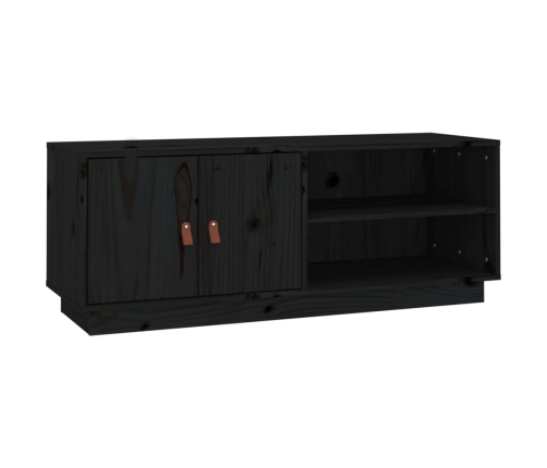 Mueble de TV de madera maciza de pino negro 105x34x40 cm