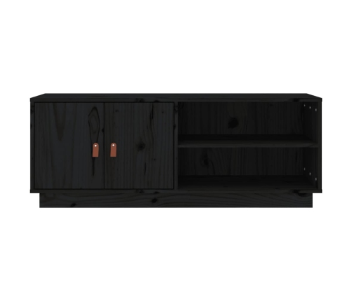 Mueble de TV de madera maciza de pino negro 105x34x40 cm