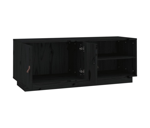 Mueble de TV de madera maciza de pino negro 105x34x40 cm