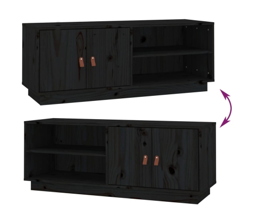 Mueble de TV de madera maciza de pino negro 105x34x40 cm