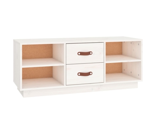 Mueble de TV de madera maciza de pino blanco 100x34x40 cm