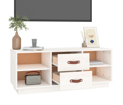 Mueble de TV de madera maciza de pino blanco 100x34x40 cm