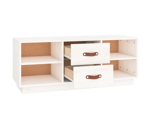 Mueble de TV de madera maciza de pino blanco 100x34x40 cm