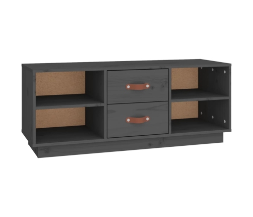 Mueble de TV de madera maciza de pino gris 100x34x40 cm