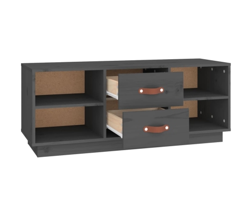 Mueble de TV de madera maciza de pino gris 100x34x40 cm