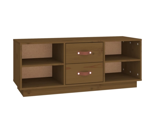 Mueble de TV madera maciza de pino marrón miel 100x34x40 cm