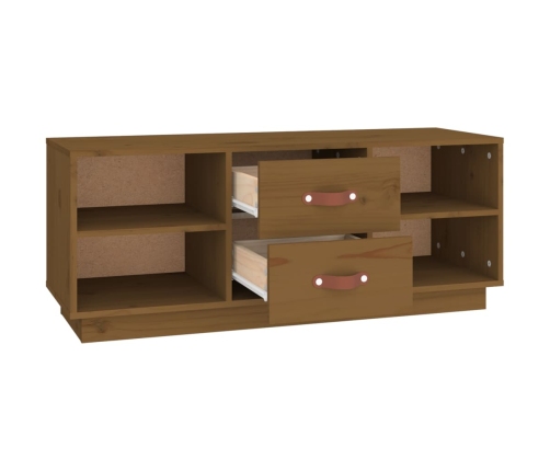 Mueble de TV madera maciza de pino marrón miel 100x34x40 cm