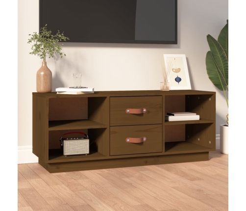 Mueble de TV madera maciza de pino marrón miel 100x34x40 cm