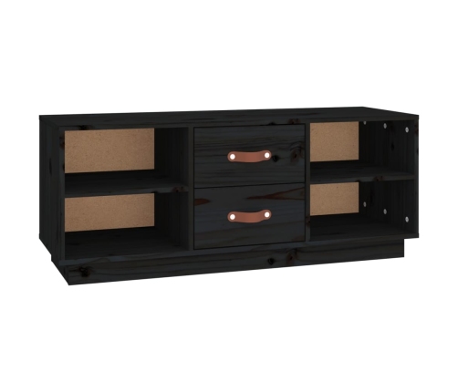 Mueble de TV de madera maciza de pino negro 100x34x40 cm