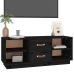 Mueble de TV de madera maciza de pino negro 100x34x40 cm