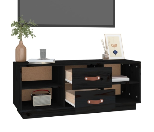 Mueble de TV de madera maciza de pino negro 100x34x40 cm