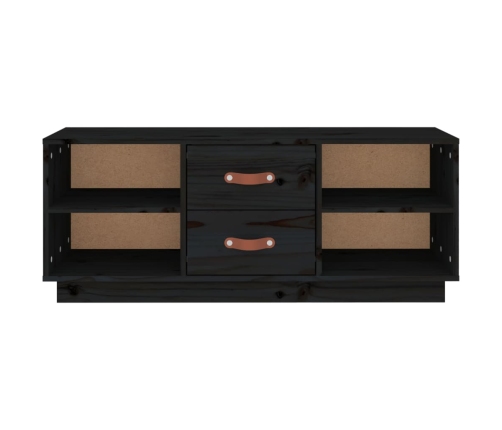 Mueble de TV de madera maciza de pino negro 100x34x40 cm