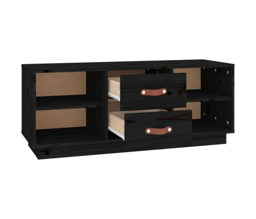 Mueble de TV de madera maciza de pino negro 100x34x40 cm