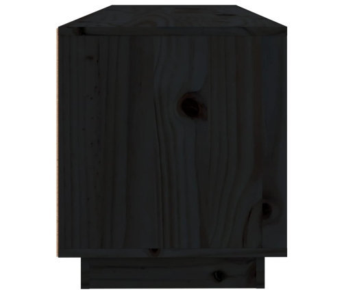 Mueble de TV de madera maciza de pino negro 100x34x40 cm