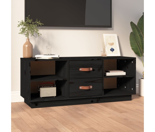 Mueble de TV de madera maciza de pino negro 100x34x40 cm