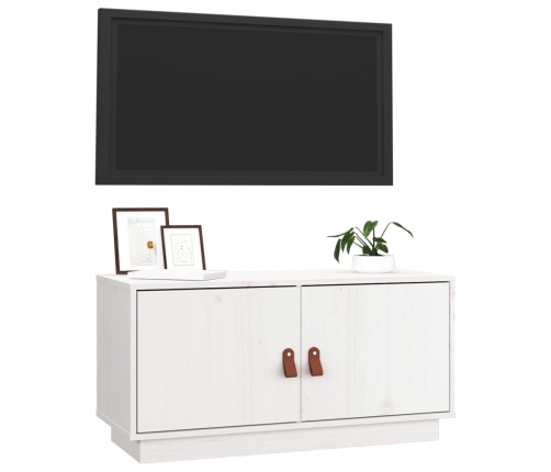 Mueble de TV de madera maciza de pino blanco 80x34x40 cm