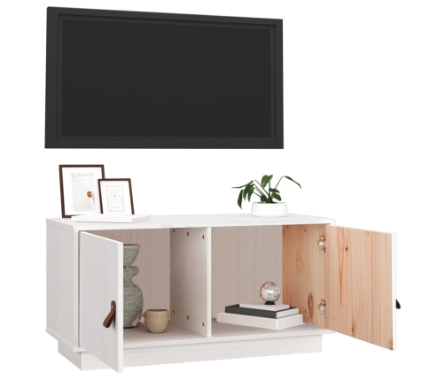 Mueble de TV de madera maciza de pino blanco 80x34x40 cm