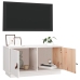 Mueble de TV de madera maciza de pino blanco 80x34x40 cm