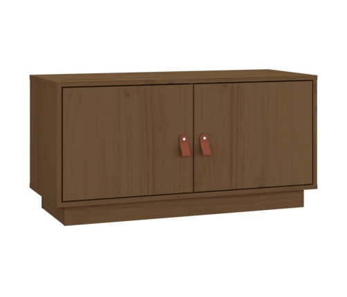 Mueble de TV madera maciza de pino marrón miel 80x34x40 cm