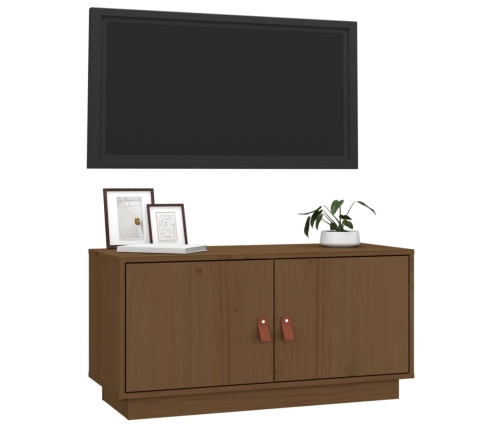 Mueble de TV madera maciza de pino marrón miel 80x34x40 cm