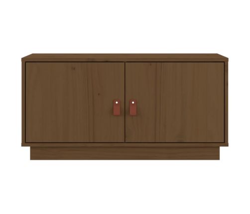 Mueble de TV madera maciza de pino marrón miel 80x34x40 cm