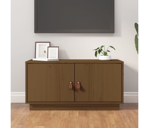 Mueble de TV madera maciza de pino marrón miel 80x34x40 cm