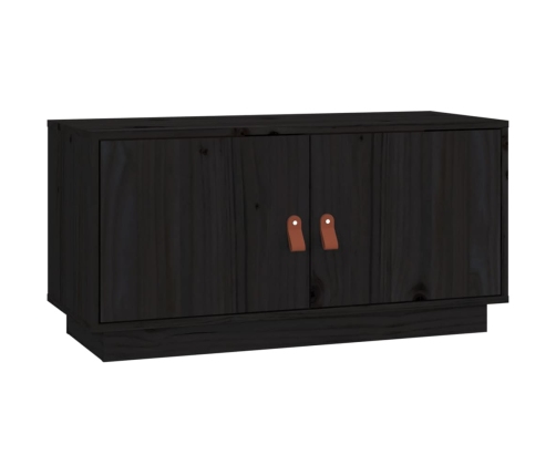 Mueble de TV de madera maciza de pino negro 80x34x40 cm