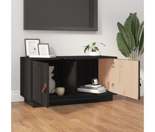 vidaXL Mueble de TV de madera maciza de pino negro 80x34x40 cm