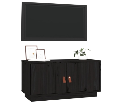 vidaXL Mueble de TV de madera maciza de pino negro 80x34x40 cm