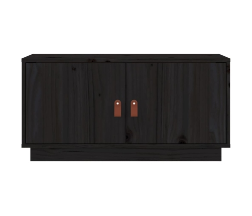 Mueble de TV de madera maciza de pino negro 80x34x40 cm