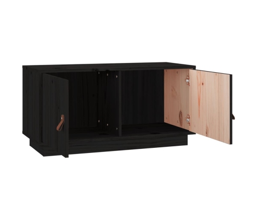 Mueble de TV de madera maciza de pino negro 80x34x40 cm