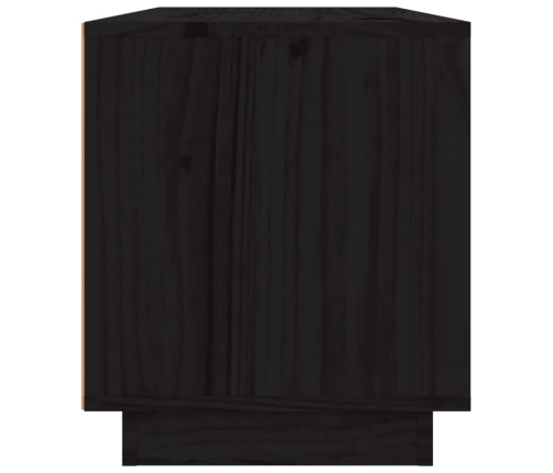 Mueble de TV de madera maciza de pino negro 80x34x40 cm